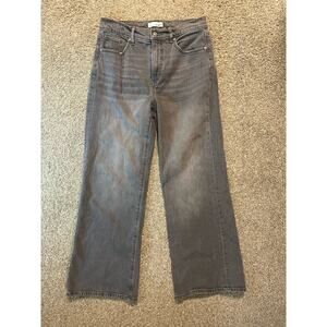 LOFT Wide Leg Jeans Womens 28 6 Gray Wash Stretch Denim High Rise Casual